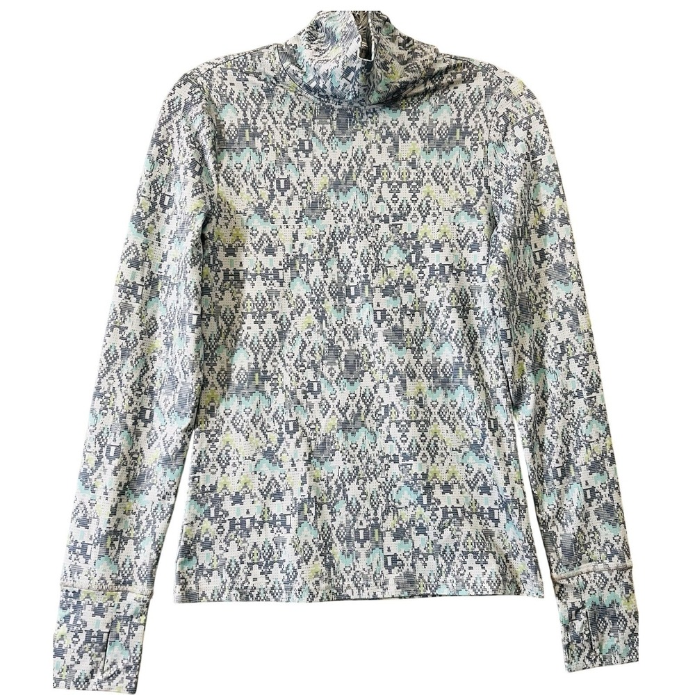Free Country Womens Blue Geometric Pattern Turtle Neck Athletic Top Size XS
